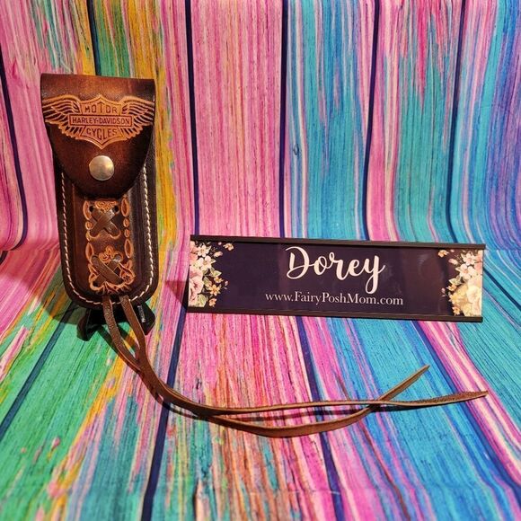 Other - 🔷️Vintage Tooled Harley Davidson Leather Belt Loop Knife Sheath or Case